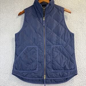 Mens Vest J. Crew Small Blue Puffer Adult Casual Zip Pockets Outdoors